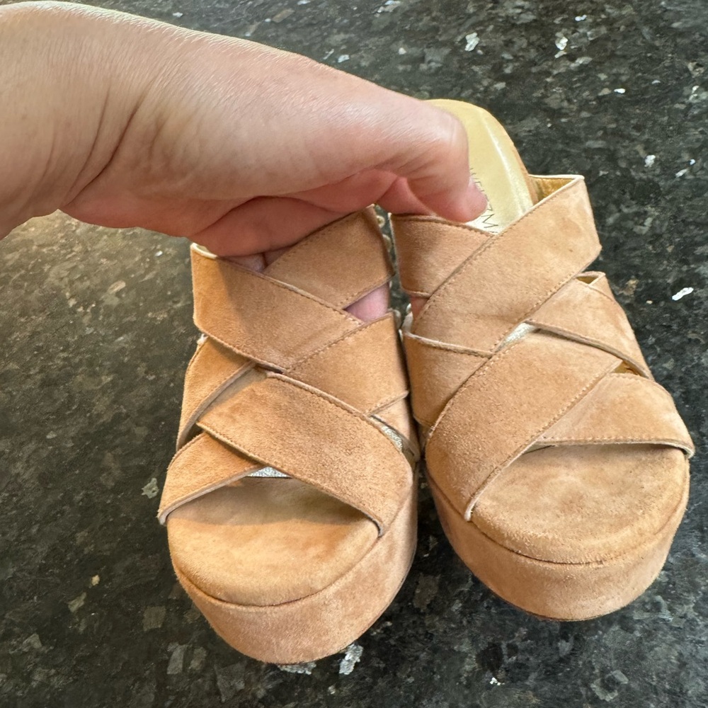 Stuart Weitzman Beige Heels with Pearl Accents - Picture 5 of 11